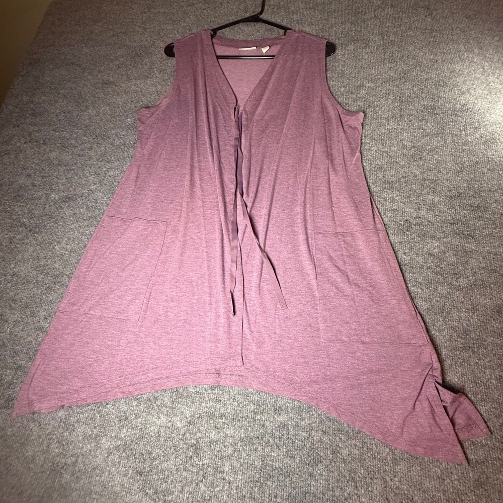 Lounge by LOGO Womens Mauve Purple Sleeveless Tie Front Vest Cardigan Medium